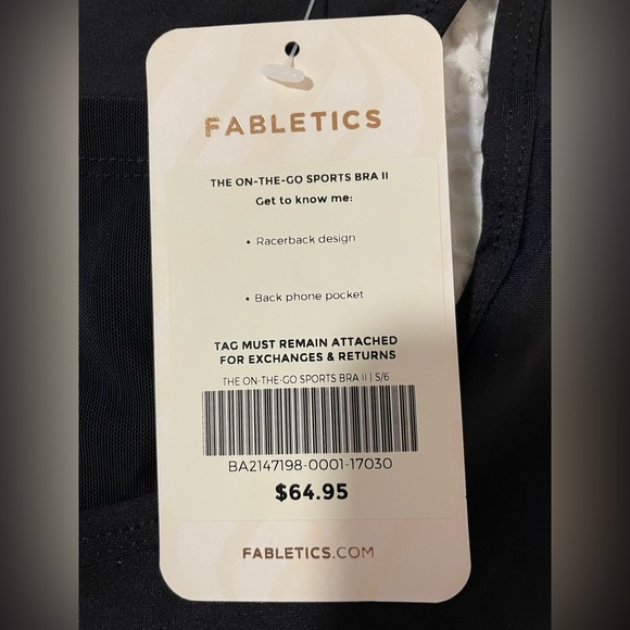 Fabletics On-The-Go Sports Bra II - BLACK - S/6 - Picture 4 of 6